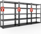 Upgraded 2020LBS Garage Shelving Units, Double Veneer Shelf Board for Waterproof and Anti-scratch, 5-Tier Storage Shelves Heavy Duty, 72" H Adjustable Metal Rack for Kitchen, Basement, Warehouse, 3PCS