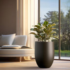 Kante Tall Concrete Planter, 21.7-Inch Height Dark Brown Large Indoor Outdoor Plant Pot with Drainage Hole for Patio Garden Home, Modern Decor for Flowers and Tree