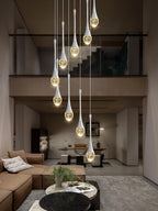 9-Lights H100'' Modern Chandelier 9-Lights Silver Foyer Entrance Chandeliers High Ceiling Chandelier LED Dimmable 2700-6000K Fixtures