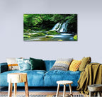 Waterfall Wall Art Large Living Room Decorations Landscape Canvas Art Nature Pictures Artwork Contemporary Wall Decor Green Trees Rivers Spring Tropic Forest for Kitchen Office Home Ready to Hang 20" x 40"