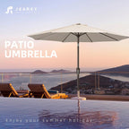 JEAREY 10FT Outdoor Patio Umbrella Outdoor Table Umbrella with Push Button Tilt and Crank, Market Umbrella 8 Sturdy Ribs UV Protection Waterproof for Pool, Garden (Beige)