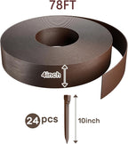 AGTEK 78FT Plastic Landscape Edging Coil Kit, 4 inch High Terrace Board Garden Edging Border with 24 Stakes