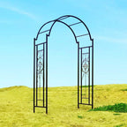 OUTOUR Garden Arch Arbor Arbour Trellis Archway for Climbing Plants Roses Vines Support Rack, Outdoor Garden Lawn Backyard Patio, Matte Black