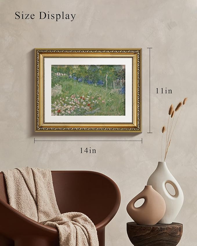 VIYYIEA Gold Framed Wall Art Canvas Print Home Decor Flower Wall Decor Van Gogh Wall Art Vintage Botanical Garden Prints House Decor Floral Paintings Wall Pictures for Living Room Bedroom 11x14in