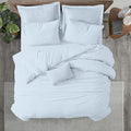 Kotton Culture 3 Pc Queen Size Duvet Cover Set -100% Egyptian Cotton Sateen 600 Thread Count Ultra Soft Premium Durable Comforter Cover Zipper Closure & Corner Ties (Blue Sky, Queen/Full 90" X 90")