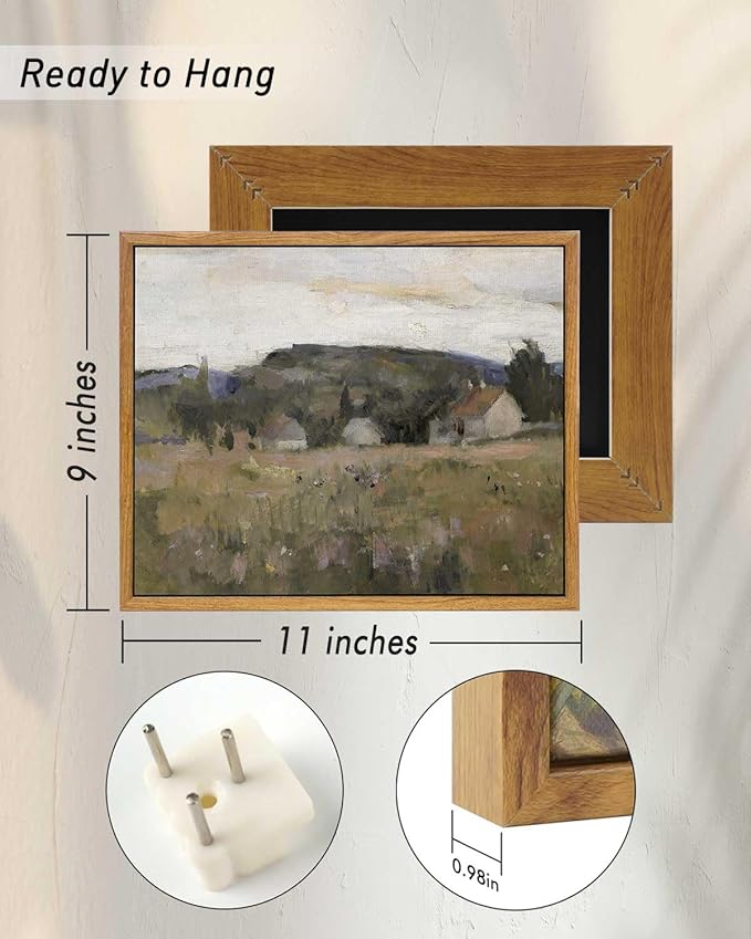 InSimSea Framed Wall Art for Living Room Vintage Landscape Prints Framed Canvas Art Wall Decor Abstract Serene Countryside Scene Wall Prints Mid Century Modern Decor for Bedroom Office 9x11in
