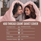 Pizuna Pure 100% Cotton King Duvet Cover Set, Luxurious 400 Thread Count Long Staple Cotton Sateen Weave with Button Closure (Combed Light Pink Cotton Duvet Cover King)