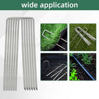 101Pcs 6 Inch 11 Gauge Garden Stakes Staples Kit, 50Pcs U-Shaped Landscape Staples and 50Pcs Fixing Gasket with 1Pc Pick Hook for Weed Barrier Fabric, Groud Cover, Holding Fence