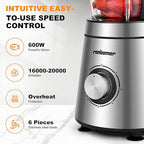 Blender,Blenders for Kitchen,Glass Blender for Shakes and Smoothies,crush ice,51 oz Glass Jar,Simple Speed Dial,6 Stainless Steel Blades, Ice Crusher with Speed Control, Silver.
