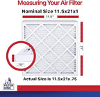 Filter King 11.5x21x1 Air Filter | 12-PACK | MERV 11 HVAC Pleated A/C Furnace Filters | MADE IN USA | Actual Size: 11.5 x 21 x .75"