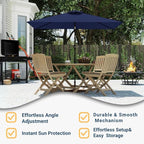 6.5' x 10' Rectangular Patio Umbrella Large Outdoor Market Umbrella w/UV Protection, Push Button Tilt and Crank Lift, Rectangle Table Umbrella for Garden, Deck, Pool, Patio, Navy Blue