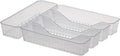 Spectrum Diversified Hexa Drawer Organizer Tray Modern Kitchen Cutlery, Utensil, Silverware Holder Caddy, 5 Dividers Cabinet Storage, 10 x 13, Clear Frost