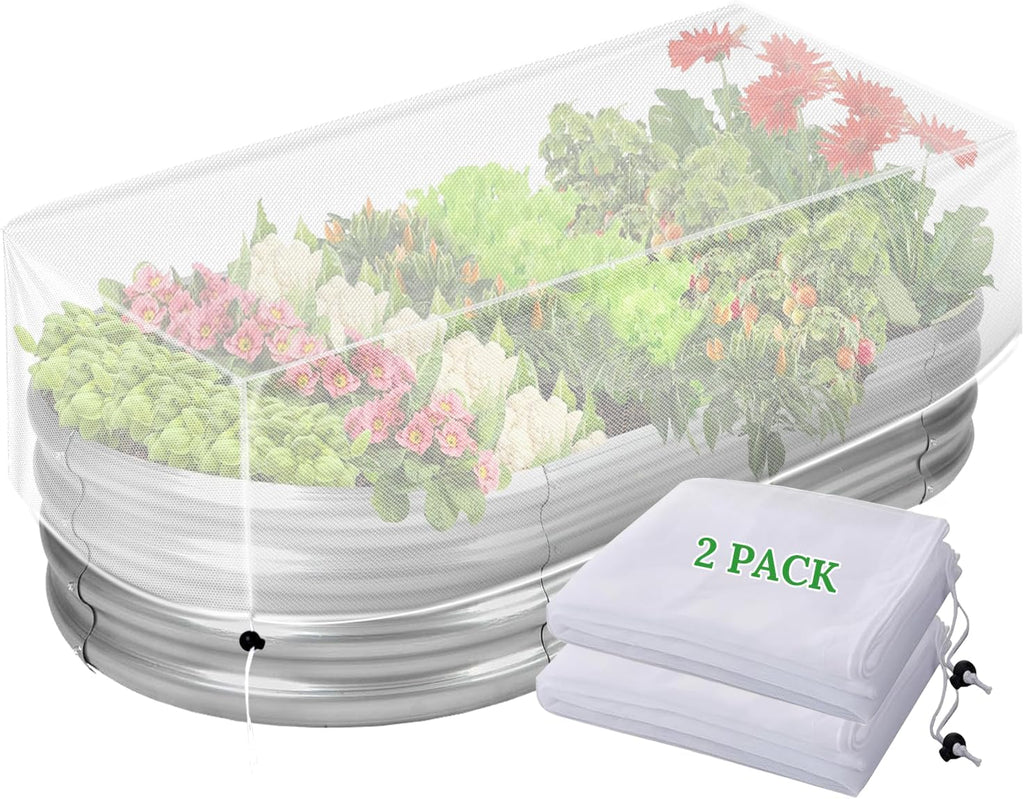 2 Pack Garden Netting for Raised Beds,Durable Ultra Fine Mesh Plant Covers with Drawstring to Keep Small Animals Pest Out,Raised Bed Bird Barrier Screen for Protecting Flowers Vegetables Fruits Crops
