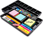 Desk Drawer Organizer Tray with 9 Storage Compartments - For Home and Office - Drawer Organizers Office, Perfect Organizing Pens, Pencils, Paper Clips, Sticky Notes and all your Supplies - 2 Pack