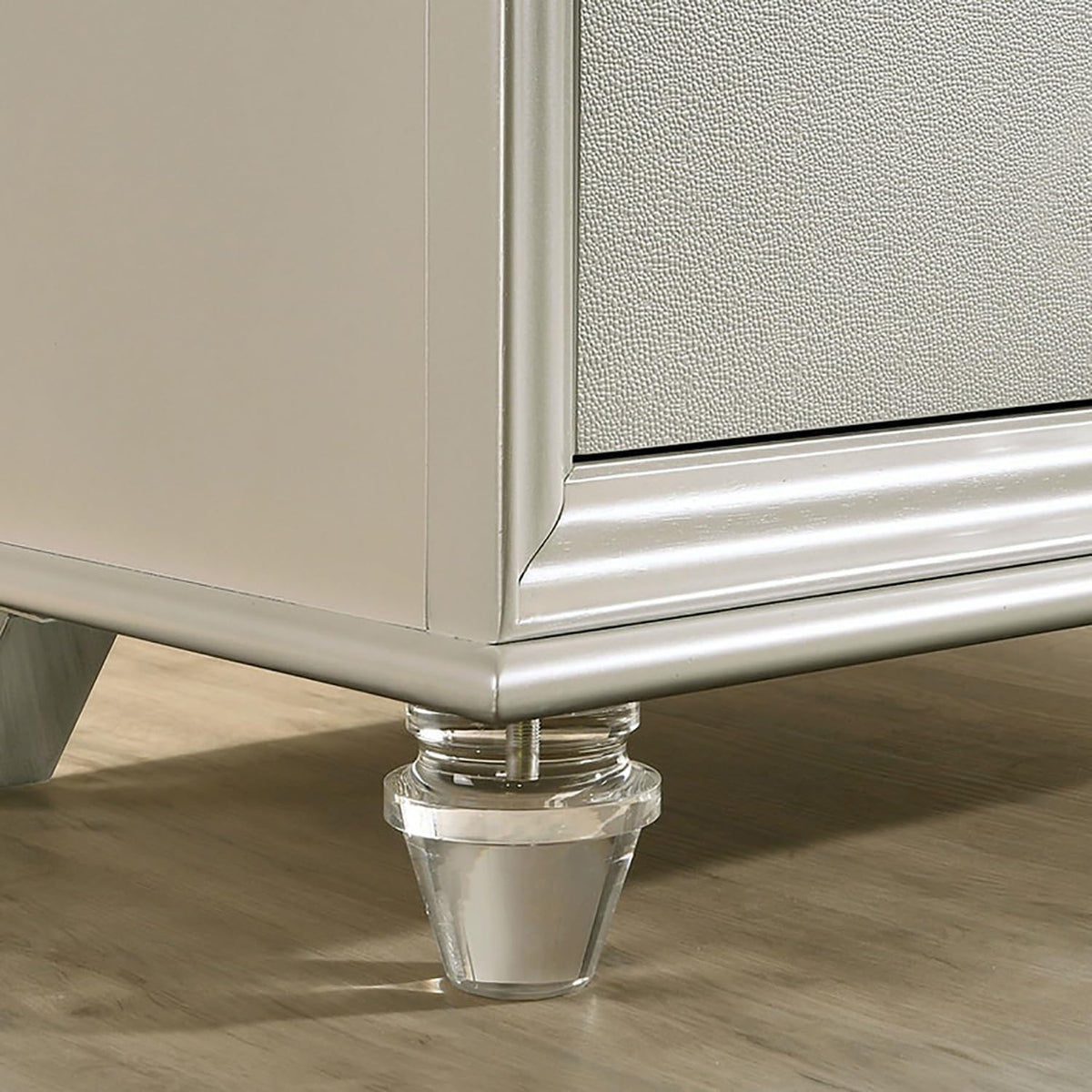 2 Drawers Nightstand with Acrylic Legs, Pearl White,for Small Spaces