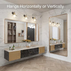 LOAAO 72”X36” Gold Bathroom Mirror, Rounded Rectangle Gold Frame Mirror, Brushed Gold Bathroom Vanity Mirror Wall-Mounted, Anti-Rust, Tempered Glass, Hangs Horizontally or Vertically