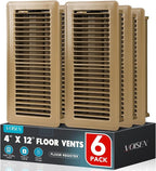 VOISEN Floor Register 4x12, 6 Pack Floor Vent Covers, Steel Adjustable Air Supply Grille Register Vent Cover Grill for Sidewall and Floor, Vent Covers for Home Floor,Brown