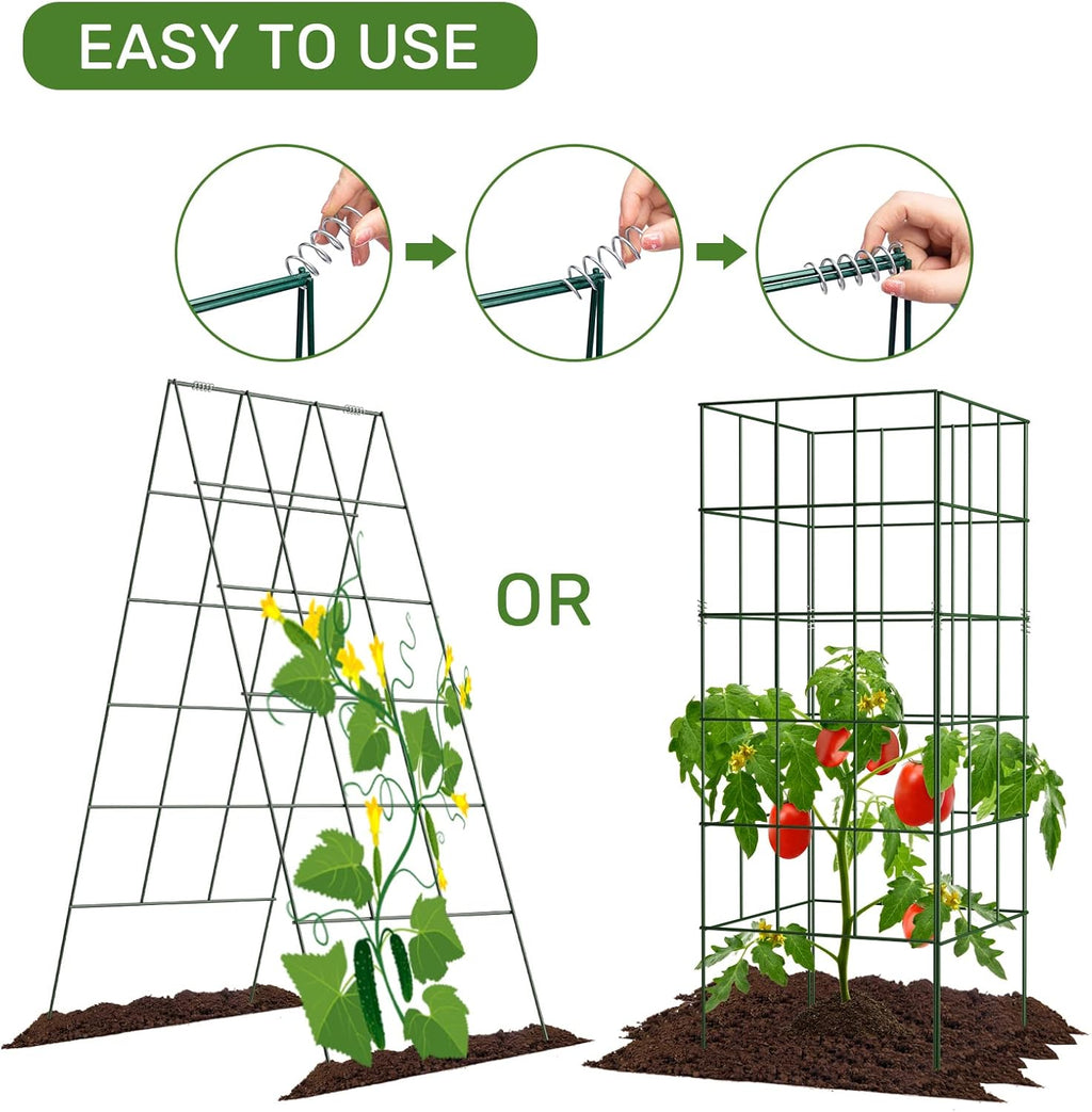 AGTEK 2 Packs 18" x 46" Foldable Cucumber Trellis with Zip Ties Plant Support A Frame Metal Trellis for Cucumber, Climbing Plants, Vegetable Flowers