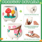 Hushee 12 Sets Ceramic Succulent Planters Paintable Succulent Plant Pots Small DIY Figurines Unpainted Pots with Drainage Hole Color Paints Paintbrushes Palettes