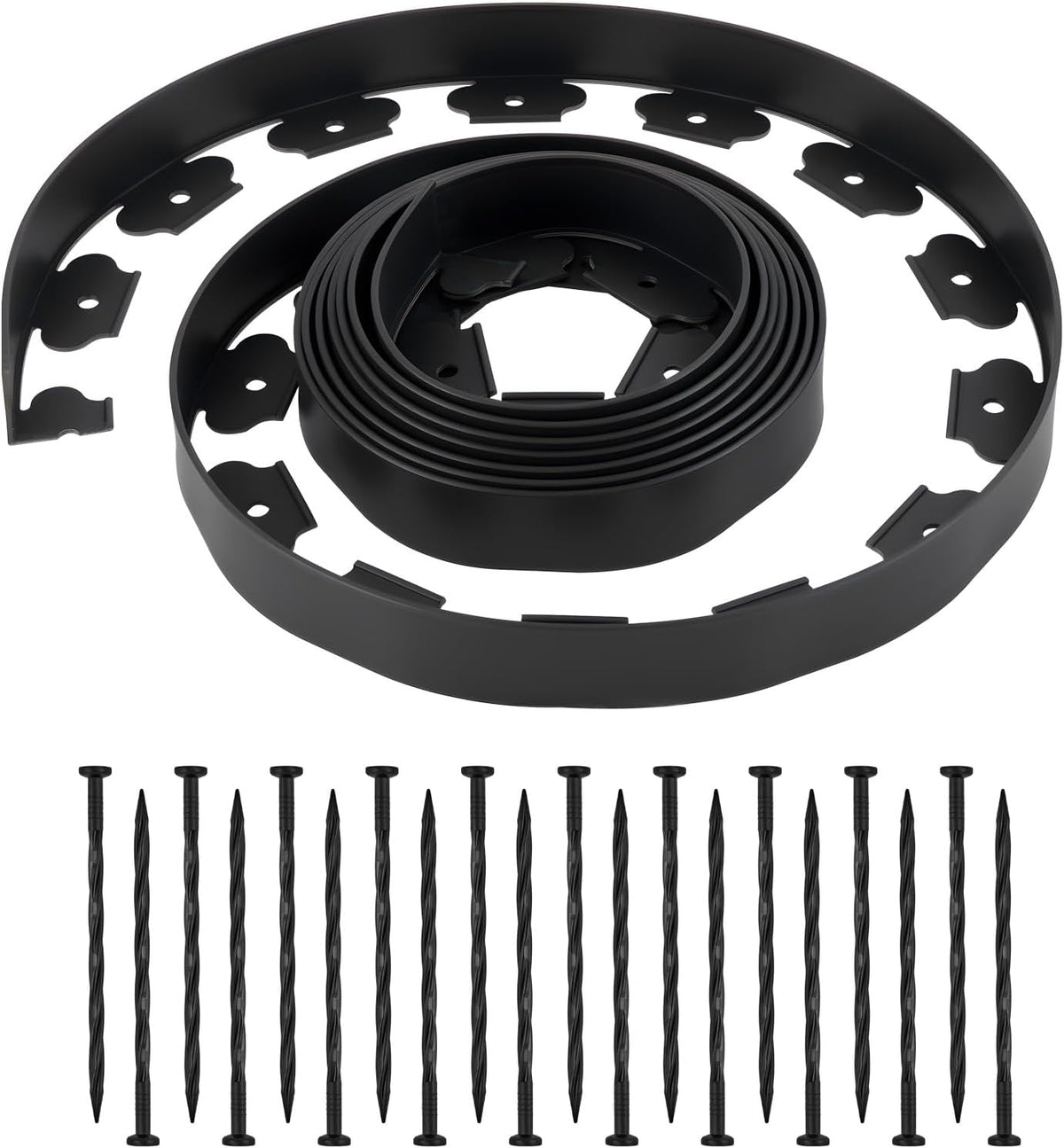 VEVOR Landscape Edging, 20 ft x 2 in Plastic Garden Border Edging with 120 Spikes, No Dig, Flexible Lawn Edgings Roll, UV-Resistant Mini Fence Borders Pathway Edgings for Flower Beds Yard Paver