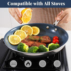 Stainless Steel Non Stick Frying Pan,10 Inch Healthy Non Toxic Ceramic Coating Cookware with Lid,Works on Induction, Electric Stove and Gas Cooktops,PTFE PFAS PFOA Free Skillet,Dishwasher&Oven Safe