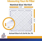 Filter King 10x15x1 Air Filter | 6-PACK | MERV 13 | HVAC Pleated AC Furnace Filters | MADE IN USA | Actual Size: 9.5 x 14.5 x .75"