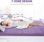MUXHOMO 3 Inch Full Size Mattress Topper, 7-Zone Cooling Gel Infused Mattress Topper, Egg Crate Foam Bed Pad, CertiPUR-US and Oeko-TEX Certification (54"×75", Lavender)