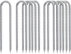 U-Hook-Rebar-Stakes-12 Inch, Ground Stakes Heavy Duty Rebar Stakes for Camping 8pcs Rebar Stakes Rust Proof Coated Metal for Flower Gardens Dog Fence Camping Tents Chicken Coop