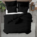 Kotton Culture 3 Pc Queen Size Duvet Cover Set- 100% Egyptian Cotton Sateen 600 Thread Count Ultra Soft Premium Durable Comforter Cover Zipper Closure & Corner Ties (Black, Queen/Full 90" X 90")