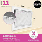Simply 14x30x1 Air Filter, MERV 11, 12 Pack, For Home AC Furnace & HVAC (Actual Size: 13.75"x29.75"x0.75") DUST, Pet, & Allergy Control