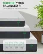 Life Balance 8 Inch Queen Size Mattress, Cooling Gel Memory Foam Mattress in a Box, Made in USA Queen Mattresses, Motion Isolation, Pressure Relief, Medium Firm, CertiPUR-US Certified, CY-8-Q