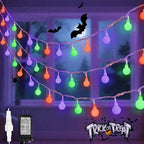 Connectable Orange Purple and Green Halloween Lights Outdoor Indoor - 43FT 100LED Globe String Lights Plug in with Timer, 13 Modes Fairy Light Waterproof for Party Halloween Decorations Bedroom Decor
