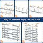 Mavivegue 9 Tiers Tall Shoe Organizer - Vertical Shoe Shelf for 50-55 Pairs, Stackable Racks for Entryway, Closet, Garage - Grey