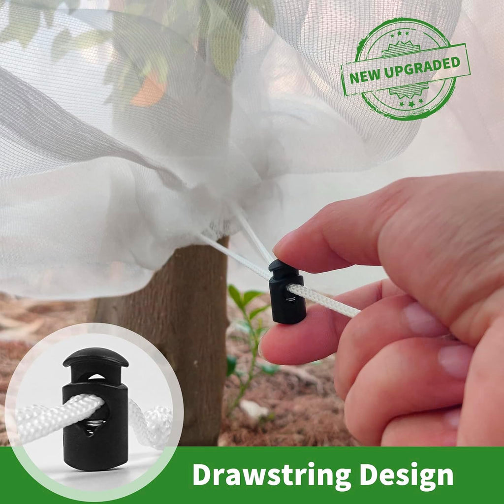 7.3×6Ft Fruit Tree Netting Cover with Drawstring/Zipper- Bird Garden Mesh Netting Protect Tomato Blueberry Bushes from Cicada/Insect/Bug/Squirrel, Plant Netting Cover Pest Barrier,2 Pack