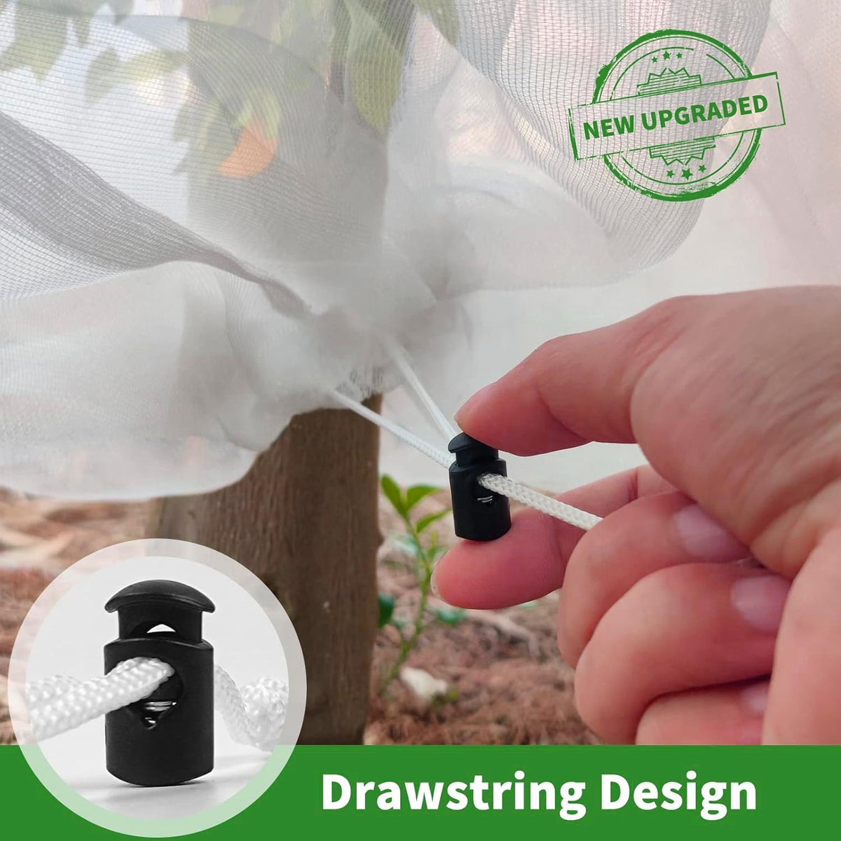 7.3×6Ft Fruit Tree Netting Cover with Drawstring/Zipper- Bird Garden Mesh Netting Protect Tomato Blueberry Bushes from Cicada/Insect/Bug/Squirrel, Plant Netting Cover Pest Barrier,2 Pack
