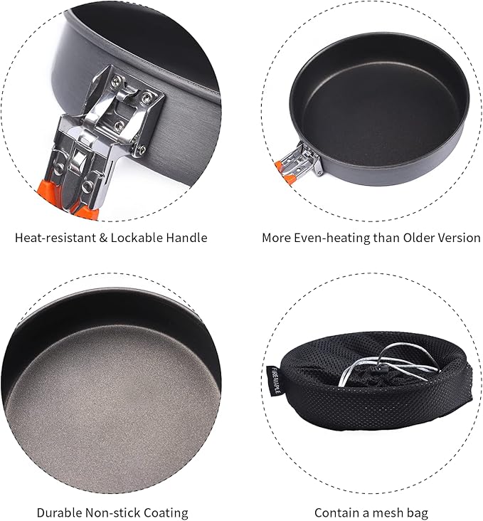 Fire-Maple 7.6 Inch Camping Frying Pan w/Nonstick Coating | Durable Lightweight Camping Skillet for Cooking Egg Steak | Outdoor Kitchen Equipment Gear | Portable Backpacking Cooking Pan