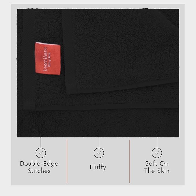 TEXTILOM 100% Turkish Cotton Oversized Luxury Bath Sheets, Jumbo & Extra Large Bath Towels Sheet for Bathroom and Shower with Maximum Softness & Absorbent (40 x 80 inches)- Black