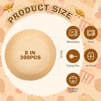 Honeydak 300 Pcs Air Fryer Disposable Paper Liner, Non-stick Air Fryer Liners, Round Parchment Paper for Cooking Baking Oil Proof Microwave Roasting Food Grade Easy Cleanup(8 Inch)