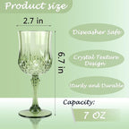 Plastic Wine Glasses，Plastic Goblets Vintage Style Cordial Drinking Glasses for Wedding Reception, Grand Event Party Supplies (12, New Green)