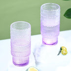 6pcs Hobnail Drinking Glasses Set, 16 oz Vintage Glassware Drinking Glasses, Gradual Purple Water Glasses Tumbler, Cups for Kitchen, Juice, Beer, Cocktail, Whiskey