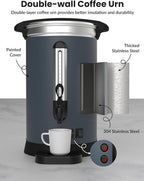 80 Cups Coffee Urn - 12l(3.2 Gallon) Large Coffee Maker,Commercial Coffee Maker - Stainless Steel, Double-Wall Insulated, Quick Brewing - Ideal for Large Events