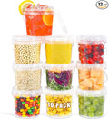 10-Pack 32 oz Airtight Clear Plastic Bucket with Lid, Ice Buckets for Parties, Reusable Ice Cream Tub with Handle, Food Storage Container, Food Grade Freezer and Microwave Safe for Sauce, Soup