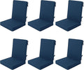 Outdoor Chair Cushions 20x20, Water-Resistant & Fade-Resistant, Patio Furniture Lawn Dining Chair Seat Replacement with High Back, Ties Zipper, Removable Cover, Set of 6, Navy Blue
