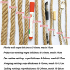 Natural Jute Hemp Rope Net,8mm Thick Safety Anti-Fall for Children Pet,Balcony Stairs Garden Playground Protection Net,Indoor & Outdoor Decor (Size:1M*6M(3.3FT*19.7FT))