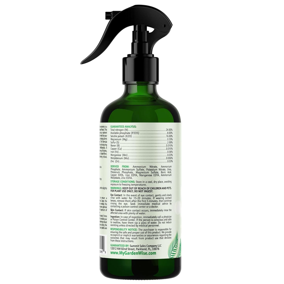 Professional Foliar Plant Spray with Essential Micronutrients 3-1-2 for Snake Plants, Dracaena trifasciata, Sansevieria - Liquid Fertilizer - Plant Food - Plant Shine - Plant Care (8 OZ)