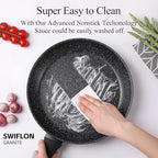 Non Stick Frying Pans,Healthy Stone Cookware,Deep Frying Pan Skillet,Omelette Pan,Egg Pans Nonstick，PFOA-free Non Toxic Frying Pan (8 Inch)