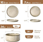 LIANYU 18 Piece Dinnerware Dish Set for 6, Stoneware Plates and Bowls, Ceramic Dinner Tableware Sets Includes Dinner Salad Plates, Cereal Bowls, Chip & Scratch Resistant, Sandy Beige