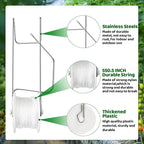 Greenhouse Trellising Kit, 10 PCS Tomato Hooks with String & 100 PCS Support Clips, Metal & Nylon, White, Linear Plant Support, Tomato Trellis