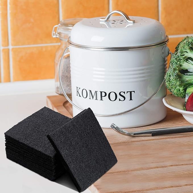 16 Pieces Compost Bin Filters Kitchen Compost Charcoal Filters Refills Replacement Filters for Kitchen Compost Bucket Pail Countertop Bins Filter, Square