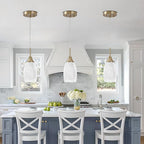 Mini Glass Pendant Light 3-Pack Handblown Art White Swirl Oval Glass Hanging Pendant Lamp 4.72" Glass Chandelier for Kitchen Island Dining Room Living Foyer Hallway Entry Brushed Gold Finish